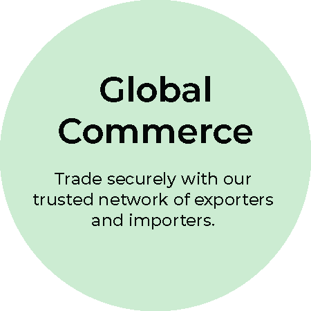 Global Commerce, trade securely with our trusted network of exporters and importers